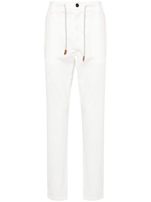 Eleventy drawstring cotton tapered trousers - White
