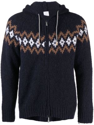 Eleventy drawstring knitted hoodie - Blue