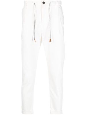 Eleventy drawstring stretch-cotton tapered trousers - White