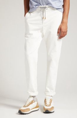Eleventy Drawstring Waist Stretch Corduroy Pants in White