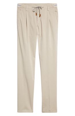 Eleventy Drawstring Waist Stretch Cotton Pants in Taupe