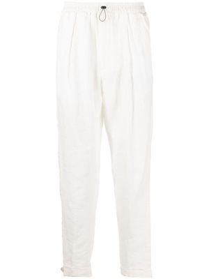 Eleventy drawstring-waist tapered-leg trousers - White