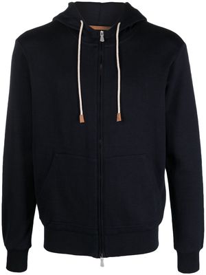 Eleventy drawstring zip-up hoodie - Blue