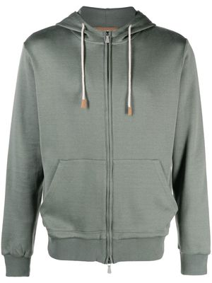 Eleventy drawstring zip-up hoodie - Green