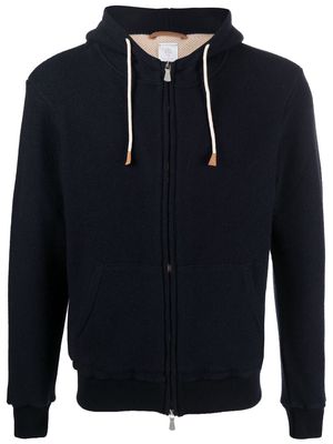 Eleventy drawstring zipped hoodie - Blue