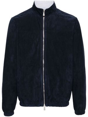 Eleventy elasticated-trim suede jacket - Blue