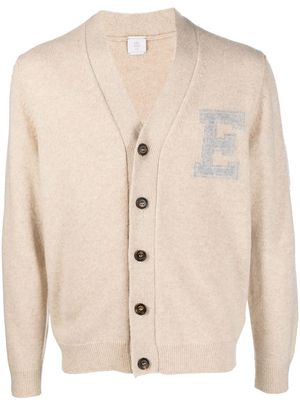 Eleventy embroidered-logo button-up cardigan - Neutrals