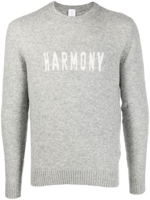 Eleventy embroidered-slogan crew neck sweater - Grey