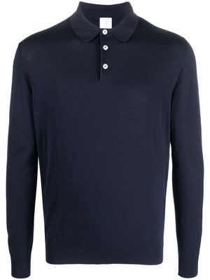 Eleventy fine-knit long-sleeve polo shirt - Blue