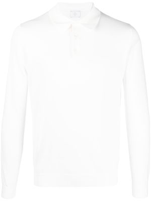 Eleventy fine-knit long-sleeve polo shirt - White