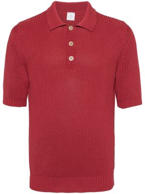 Eleventy fisherman's-knit cotton polo shirt - Red
