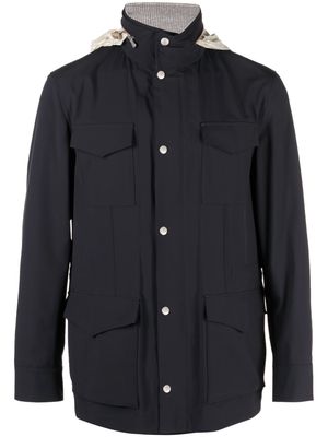 Eleventy flap-pocket hooded jacket - Blue