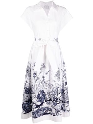 Eleventy floral-print shirt dress - White