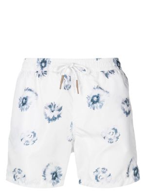 Eleventy floral-print swim shorts - White