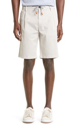 Eleventy Garment Dye Cotton Stretch Twill Bermuda Shorts in Sand