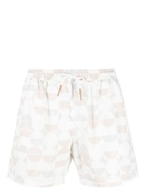 Eleventy geometric-print swim shorts - White