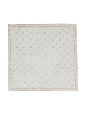Eleventy geometric-print wool-cotton scarf - Green