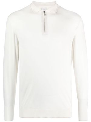 Eleventy half-zip wool polo shirt - White