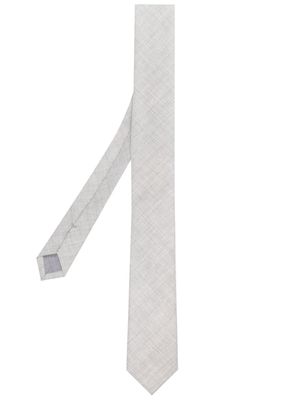 Eleventy hand-stitched herringbone patterned tie - Grey