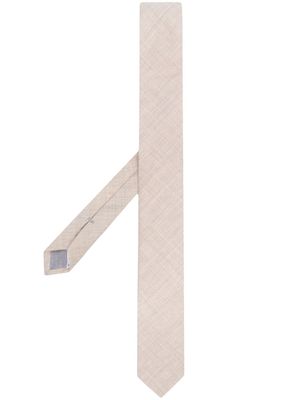 Eleventy hand-stitched herringbone patterned tie - Neutrals