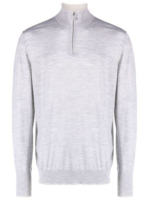 Eleventy high-neck zipped wool jumper - Grey