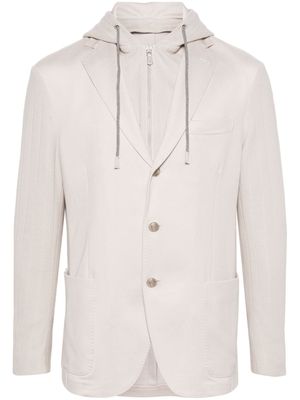 Eleventy hooded single-breasted blazer - Neutrals