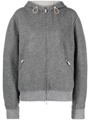 Eleventy hooded wool-cashmere bomber jacket - Grey