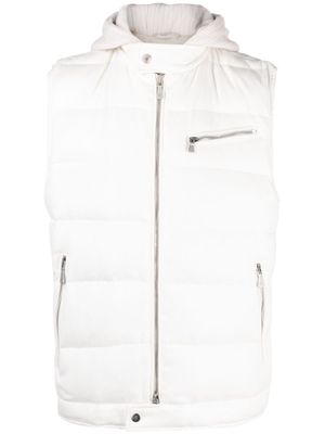 Eleventy hooded zip-up padded gilet - White
