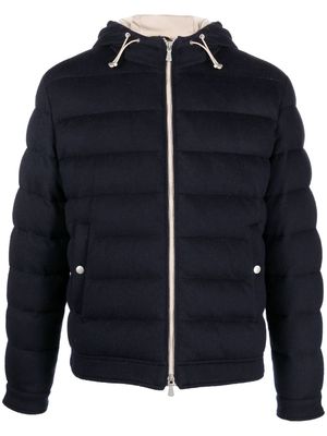 Eleventy hooded zipped-up padded jacket - Blue