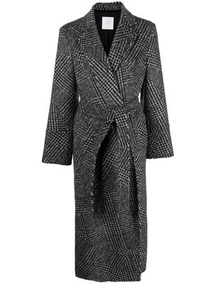 Eleventy houndstooth-pattern belted coat - Grey