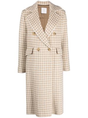 Eleventy houndstooth-print double-breasted coat - Neutrals