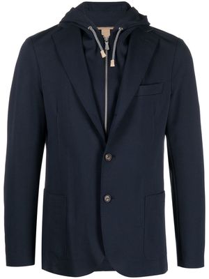 Eleventy internal-hoodie layered blazer - Blue