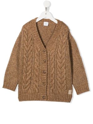 Eleventy Kids cable-knit crew neck sweater - Brown