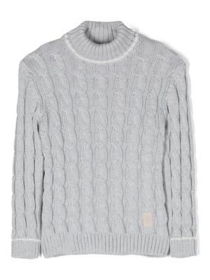 Eleventy Kids cable-knit virgin-wool jumper - Grey