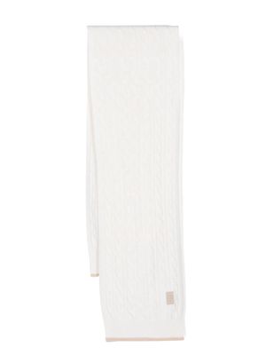 Eleventy Kids cable knit wool blend scarf - White