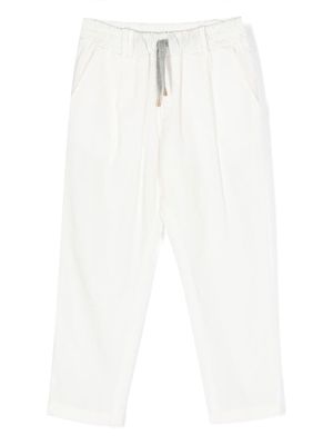 Eleventy Kids drawstring-waist cotton trousers - White