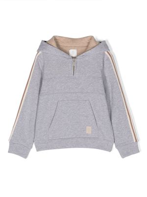 Eleventy Kids half-zip cotton hoodie - Grey