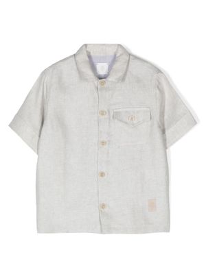 Eleventy Kids interlock-twill linen shirt - Grey