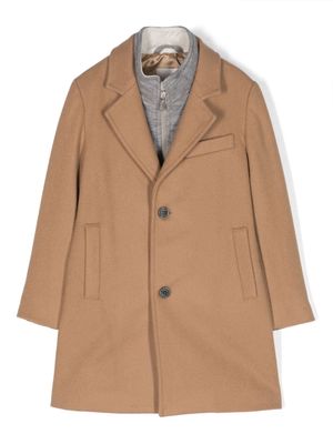 Eleventy Kids layered button-up coat - Brown