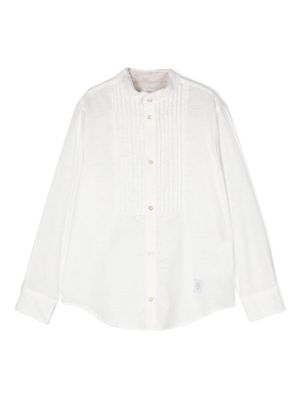 Eleventy Kids linen sheer plissé shirt - White