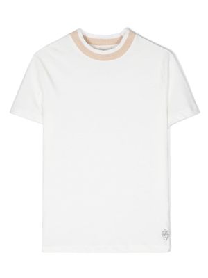 Eleventy Kids logo-embroidered cotton t-shirt - White