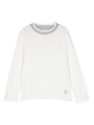 Eleventy Kids logo-embroidered ribbed-neck cotton T-shirt - White