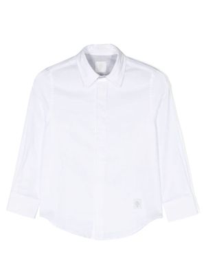 Eleventy Kids logo-patch button-up shirt - White