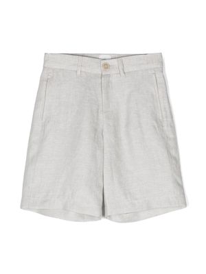 Eleventy Kids logo-patch linen shorts - Neutrals