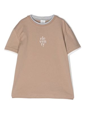 Eleventy Kids logo-print cotton T-shirt - Brown