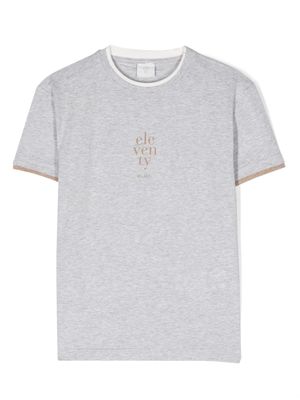 Eleventy Kids logo-print cotton T-shirt - Grey