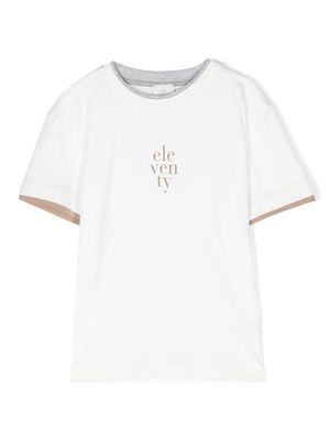 Eleventy Kids logo-print cotton T-shirt - White