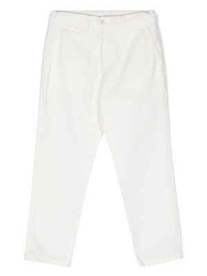 Eleventy Kids mid-rise twill chino trousers - White