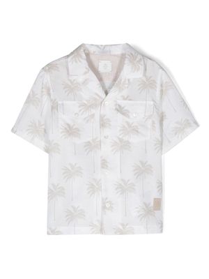 Eleventy Kids palm tree-print short-sleeve shirt - White