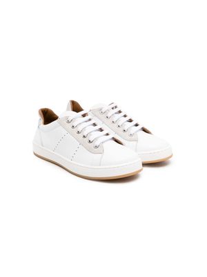 Eleventy Kids perforated-detailing leather sneakers - White
